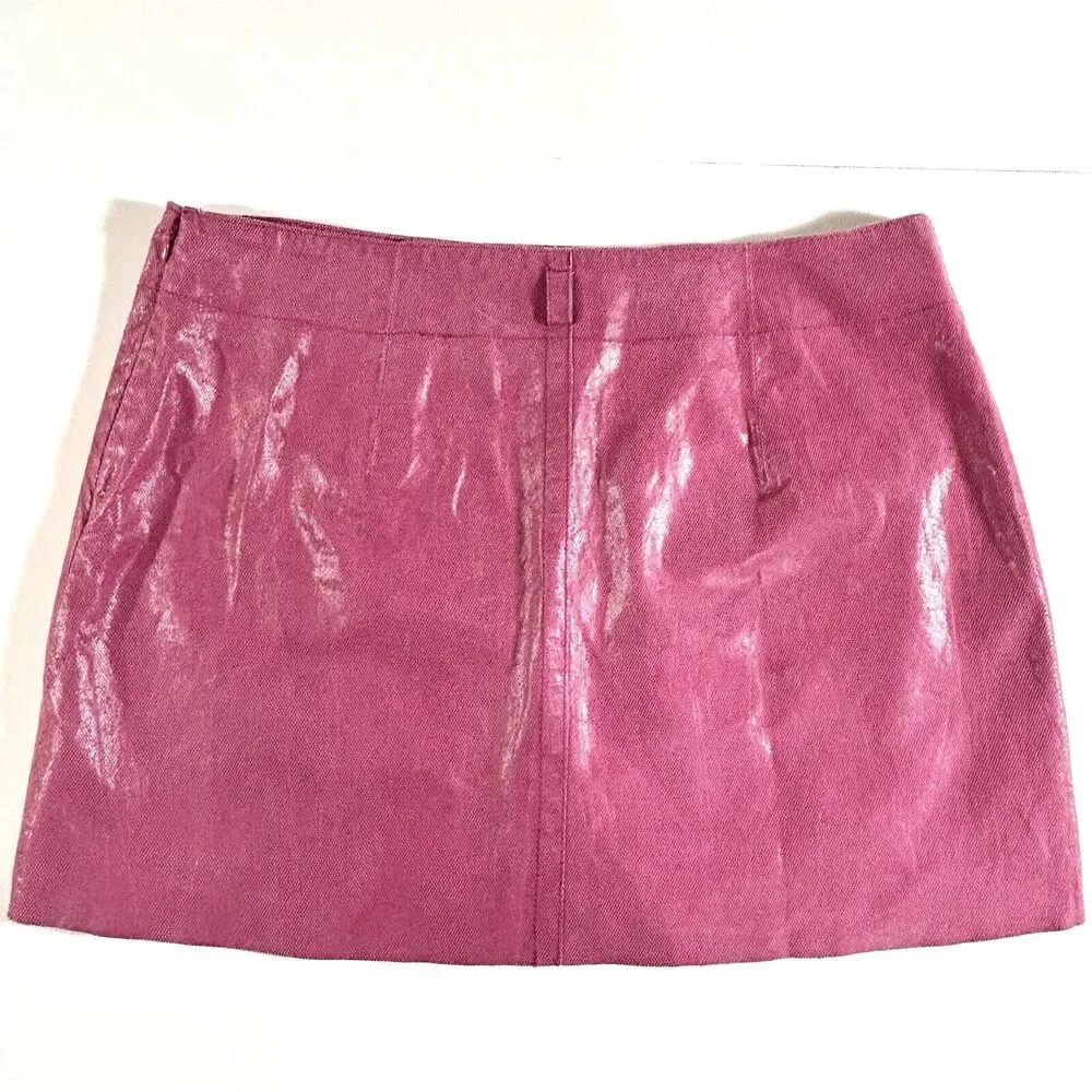 Vintage Express Skirt Juniors 13/14 Women's L‎ Pink Leather Mini Y2K Barbie Boho